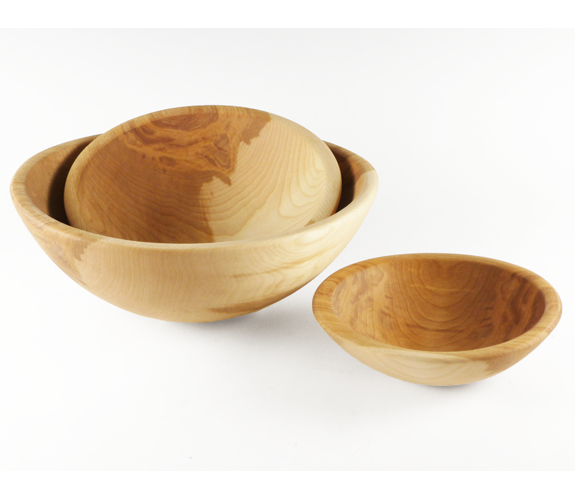 Wood Turned Bowls Set of 3 Alakan Birch